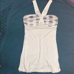 Lululemon White and Gray Tank Top  Size:2
